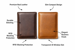 WRIZA Minimalist Slim Real Leather Business Card Holder Professional Compact <b>Wallet</b> Stylish Durable Design <b>for</b> <b>Men</b> and Women - Product Image 4