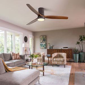 52-Inch Indoor LED Flush Mount <b>Ceiling</b> Fan with <b>Remote</b> <b>Control</b> and LED <b>Light</b> - Product Image 3