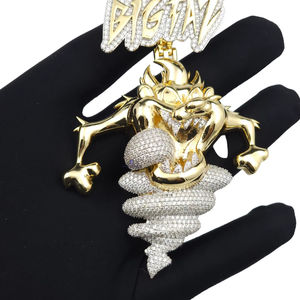 จี้ฮิปฮอปแบบกำหนดเอง Big Taz ชื่อสั่งทำ ประดับเพชรโมอิสซาไนต์เคลือบทอง รูปตัวการ์ตูน - Product Image 1