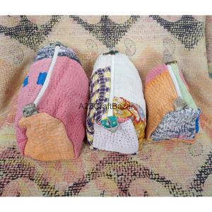 100% Pure Cotton Kantha Fabric Tassel Pattern Zipper Closure Eco-Friendly Durable Lightweight Reusable Large/<b>Small</b> Soft Case - Product Image 3