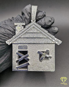 Colgante Personalizado con Incrustaciones de Piedras Moissanite con Apariencia de Diamante, Joyería Hip Hop - Product Image 1