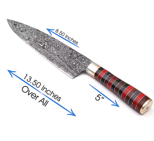 Professional Chef <b>Knife</b> Damascus Steel 13-Inch Hand Forged Modern Ambidextrous Resin Handle Brushed Finish Dishwasher <b>Safe</b> - Product Image 4