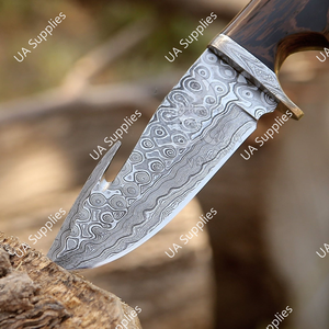 มีดล่าสัตว์คุณภาพสูง ขายดีที่สุด ทำจากเหล็กดามัสกัส ใบมีดแบบดรอปพอยต์ ด้ามไม้แอฟริกันสีเข้ม เกรดอุตสาหกรรม - Product Image 4