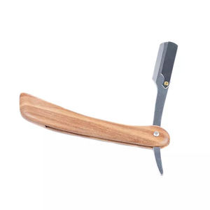 Navaja de Afeitar Profesional Plegable de Acero Inoxidable con Mango de Madera para Hombre, Logotipo y Colores Personalizados, Herramienta de Barbería para Afeitar - Product Image 2