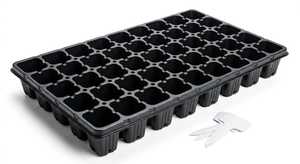 Plateau de pépinière rectangulaire en plastique, 50 alvéoles, trous de drainage, noir, réutilisable, non enduit, plateau de propagation personnalisé pour la germination des graines - Product Image 1