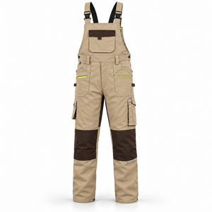 Mens Utility Work Bib Overalls Private Label Adjustable Shoulder <b>Straps</b> Cargo Pockets Reinforced <b>Knees</b> Workshop Uniform Workwear - Product Image 2