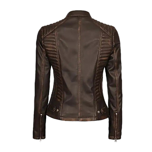 Chaqueta Bomber de Cuero Genuino Negro para Mujer, Transpirable, Corte Ajustado, Cierre de Cremallera, Forro de Seda Teñido Liso, Logotipo Personalizado, Precio de Fábrica - Product Image 2