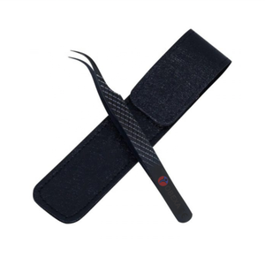Pince à épiler professionnelle en acier inoxydable incurvée noire pour extensions de cils - Product Image 1
