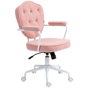 Sedia da Ufficio Ergonomica Girevole in Nylon Rosa con Pannelli Trapuntati in Pile Teddy Bear per Dirigenti - Product Image 1