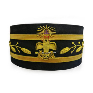 lack Scottish Rite Crown <b>Cap</b> with Gold Metallic Bullion Eagle Decoration 33rd Degree Scottish Rite Regalia Freemason - Product Image 1