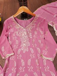 ชุดชาราร่าดีไซน์สวยงามสไตล์อินเดีย-ปากีสถาน ผ้าชินนอน สำหรับงานปาร์ตี้หรูหรา งานแต่งงาน ชุดชาราร่าแบบดั้งเดิมและแบบลำลอง - Product Image 3