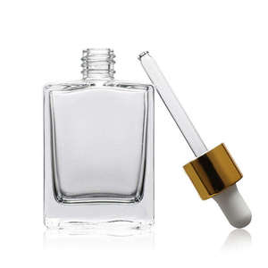 Flacons compte-gouttes carrés en verre transparents et étanches pour liquides de sérigraphie, essentiels pour les tinctures, Unalilia GSB 30ml 50ml 100ml - Product Image 1