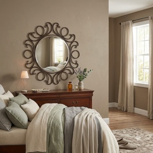 Miroir décoratif rond de luxe moderne fait main en fer forgé durable pour couloir - Vente en gros - Product Image 2