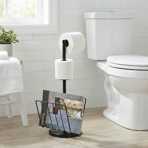 Porte-papier de rangement domestique au design moderne, finition métal chromé, 22x28x55cm, sans perçage, vente en gros Shopee Taïwan - Product Image 2