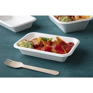 Contenedor de Alimentos de Bagazo de Caña de Azúcar, Caja de Embalaje Desechable Ecológica de 500 ml, Antiderrames, Sin Blanquear, con Tapa Biodegradable para Fiestas - Product Image 1