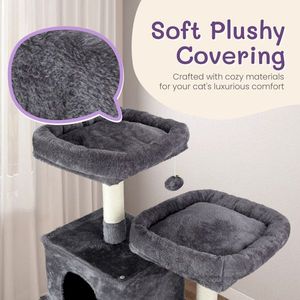 65-Inch Large Multi-Level Cat Tower Indoor Cats Playhouse with Padded Platform Beds Cat Trees & Scratcher Furniture - Product Image 6