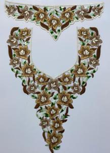 Women's Fashion Embroidery Neck <b>Patches</b> Elegant Floral Design <b>Sew</b>-<b>On</b> Soft Orgeza Fabric Casual Festive Wear Home Textiles Honey - Product Image 3