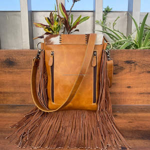 Nouveaux cheveux occidentaux sur botte en cuir véritable point frange sac à bandoulière pour les femmes dissimulé transporter point à la main en cuir de vachette sac à main - Product Image 5