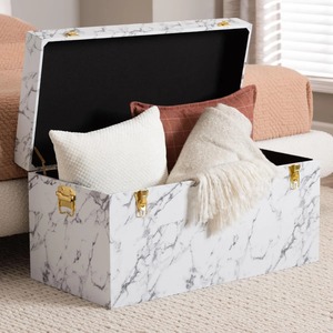 Elegant Marble Texture Storage Trunk Perfect For Bedroom Living Room Organization And Gift Presentation Wholesale From India - Product Image 5