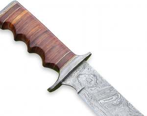 Handcrafted Damascus Steel Heavy Duty Utility <b>Craft</b> <b>Tool</b> Stacked Leather Handle Display Piece - Product Image 3