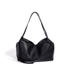 Sac fourre-tout en cuir véritable noir, design minimaliste à ouverture supérieure, utilisation quotidienne, toutes saisons, sac fourre-tout en cuir PU, imperméable, grande capacité - Product Image 3