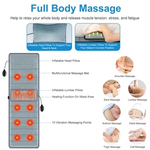 10 Vibration Motors 3 Timers Full <b>Body</b> Electric Massage Mat Heat Vibration Back <b>Cushion</b> <b>Chair</b> Pad Inflatable Head Lumbar Pillow - Product Image 1