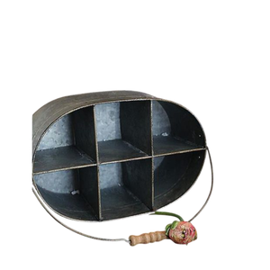 Porte-ustensiles de cuisine en métal galvanisé à 3 compartiments avec poignées, organiseur de couverts avec base en bois pour table - Product Image 4