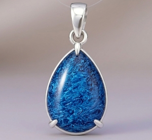 Pendentif artisanal en pietersite bleue Ha Gems avec chaîne serpent en argent allemand, style minimaliste, modèle anniversaire, Pietersite 558 - Product Image 2