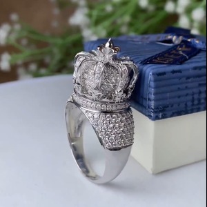 Personalized Custom 925 Sterling <b>Silver</b> <b>Rings</b> VVS Diamond Pave <b>Set</b> Vintage Wedding Party Gift Men's Engagement Diamond <b>Ring</b> - Product Image 3