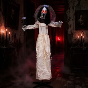 Décoration Animatronique de Mariée d'Halloween, 1,7 m de haut, debout avec une fleur dans la main - Product Image 3