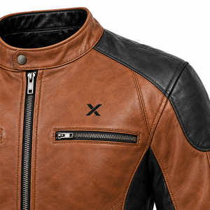 Chaqueta de Motociclista de Cuero OEM Café |   Negro Cognac, Verde Borgoña |   Fabricante OEM ODM |   Diseño de Calidad Premium | - Product Image 4