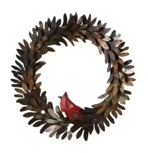 Hot Selling Trending Metal Wreath Gold Leaf Design Traditional Handcrafted Festival Decoration Clear Light <b>Christmas</b> Ornaments - Product Image 4