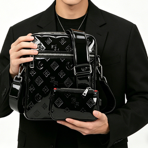 Sac bandoulière en cuir PU noir imperméable, nouveauté 2026, très vendu, sac léger décontracté et professionnel pour homme avec sangle réglable - Product Image 2