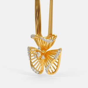 Collier pendentif en or jaune avec motif floral abstrait et diamant de laboratoire - Product Image 3