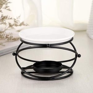 Brûleur de cire moderne en métal noir avec bol en verre dépoli, support pour bougie chauffe-plat, diffuseur d'huiles essentielles pour aromathérapie, décoration d'intérieur - Product Image 5