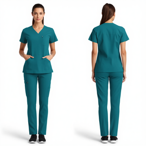 Uniforme Médico Premium para Mujer en Color Verde Caribe, Ligero y Elástico, con Diseño Moderno de Pantalones Tipo Jogger - Product Image 4