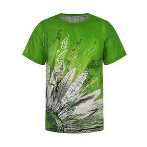 เสื้อยืดแขนสั้นผู้ชายสีเขียวลายพิมพ์ดิจิทัลลายเฟิร์น ทรงปกติ คอกลม สไตล์ลำลอง ผ้าถัก ระบายอากาศได้ดี - Product Image 1