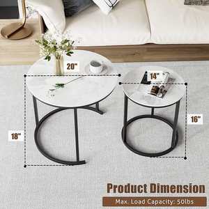 Mesa de Centro Redonda con Tapa de Madera, Mesa Auxiliar Moderna para Sala de Estar, Decoración del Hogar - Product Image 6