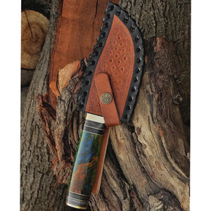 10 couteaux de chasse uniques en acier Damas faits à la main avec étui en cuir - Product Image 5