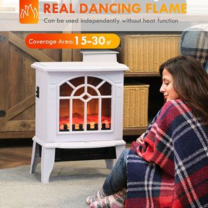 Stufa Elettrica Bianca da 750W/1500W con Fiamme LED Realistiche e Protezione dal Surriscaldamento - Product Image 4