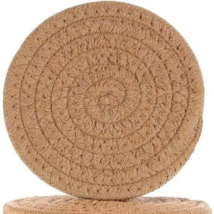 Posavasos Clásico Ecológico Redondo de Cuerda de Algodón Trenzada y Tejida, Resistente al Calor, para Cocina y Mesa de Comedor - Product Image 1