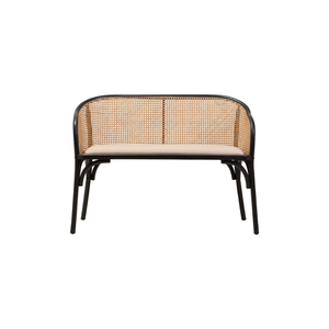 Banc rustique Boha en bois massif de haute qualité avec rotin tressé pour intérieur ou extérieur - Product Image 1