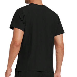 Ensemble de tenue médicale unisexe noir : Haut à manches courtes col en V et pantalon cargo jogger à taille élastique avec plusieurs poches, idéal pour les infirmières et la détection d'aiguilles. - Product Image 5