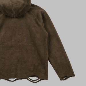 เสื้อฮู้ดดี้ผู้ชายทรงโอเวอร์ไซส์ ปี 2026 OEM คุณภาพสูง สำหรับฤดูหนาว ปักลาย ตกแต่งชายเสื้อแบบดิบ หนานุ่ม ซักย้อมสีแบบแอซิดวอช ไหล่ตก - Product Image 5