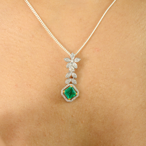 14K <b>Solid</b> White <b>Gold</b> Designer Cross <b>Pendant</b> with Diamond and Pearl - Product Image 3