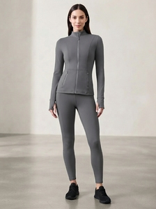 Women's Zip Front Sports <b>Jacket</b> Slim Fit Long Sleeve Stand Collar <b>Workout</b> Training Fitness Activewear - Product Image 6