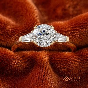 Anillo de Lujo Chapado en Oro con Moissanita de Corte Redondo Clásico para Mujer, Regalo de Joyería para Compromiso, Boda o Aniversario, Estilo Americano - Product Image 4