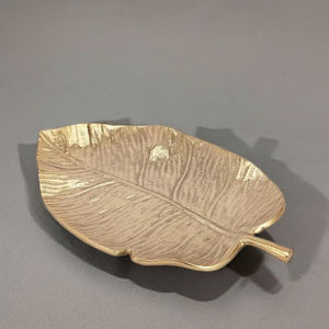 ถาดเสิร์ฟอลูมิเนียมใบไม้สีทองขนาดใหญ่หรูหราแผ่นเสียงโลหะหรูหราสำหรับโต๊ะอาหารหรือของตกแต่งบ้าน MOQ 100ชิ้น - Product Image 5