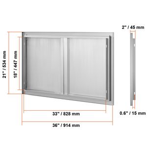 Porta di Accesso BBQ a Incasso in Acciaio Inox 36W X 21H Pollici per Cucina Esterna, Accessori per Mobili a Muro - Product Image 2