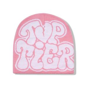 <b>Top</b> Tier Beanie Knit <b>Hat</b> with Heart Logo Unisex Y2K Winter Cap White Black <b>Red</b> Spandex/Polyester Outdoor - Product Image 3